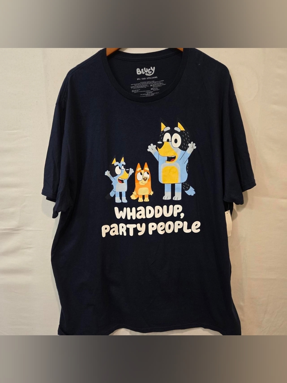 Bluey Men's & Big Men's "Whaddup, Party People" Graphic Tee,